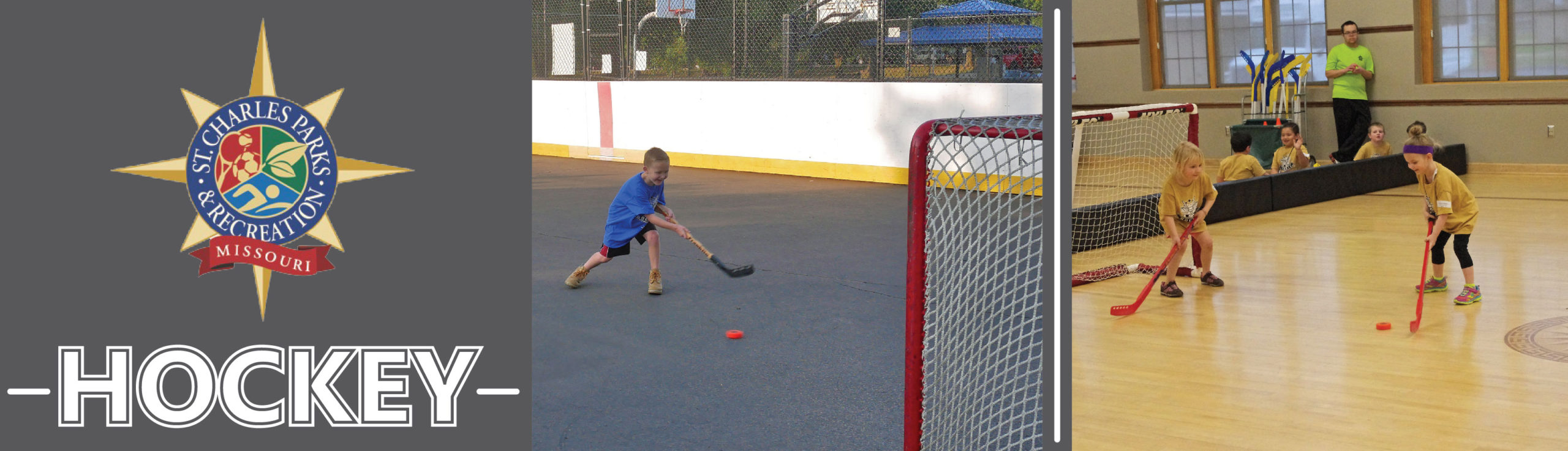 Images of kids playing hockey